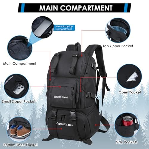 Sockywin Hiking Backpack 45L, Waterproof Rucksack for Camping Trekking — view 3