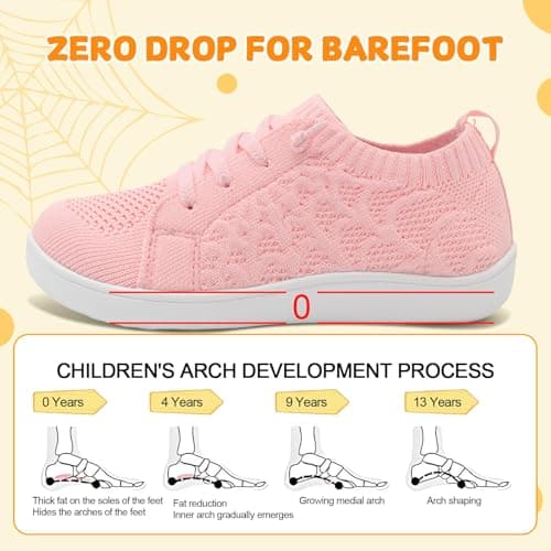 JIASUQI Toddler Shoes Boys Girls Wide Barefoot Shoe Kids Breathable Zero Drop Sneakers Minimalist Tennis Walking Outdoor Shoes Naturally Flexible(Pink 24,UK Size 5) — view 4