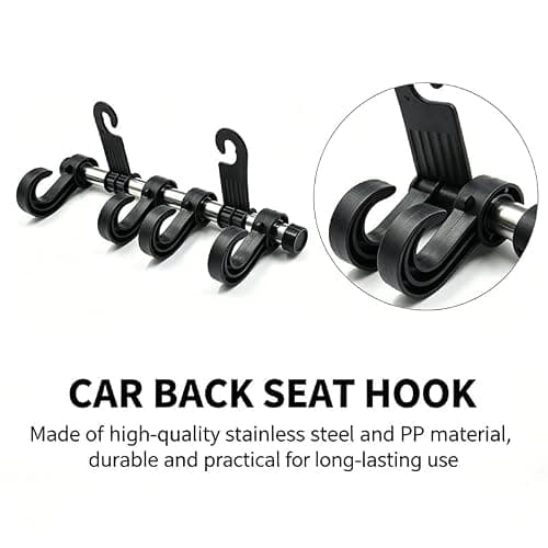 Glyntheum Car Seat Headrest Hooks, Heavy-Duty PP & Stainless Steel Car Back Seat Organizer Hanger, 30cm Universal Hooks, Up to 6kg Load Capacity — view 4