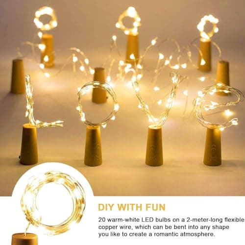 Wine Bottle Lights with Cork 4 Pcs Warm White Fairy Lights Battery Operated — view 4
