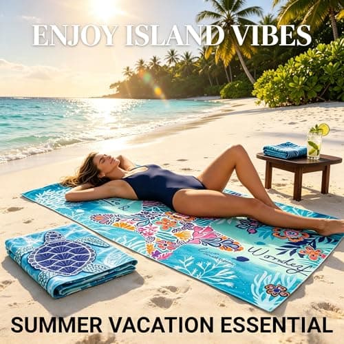MXZWOC 2 Pack Microfibre Beach Towels, Extra Large 180 x 90 cm, Sand Free & Quick Dry Lightweight Travel Towels for Adults, Soft Absorbent Towels for Beach, Swimming, Gym & Holiday — view 5