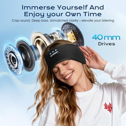 LC-dolida Sleep Headphones Headband Bluetooth 5.4, Soft Sleep Earphone Sleepband for Men Women Teens,Wireless Music Sport Earphones with Thin Speakers for Workout Relax Fitness Travel — view 3