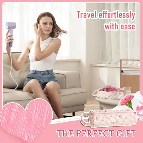 KASESSS Floral Pattern Portable Hair Dryer Bag Travel Storage Bags Fits for Most Hairdryers Curling Irons, Straightener, Lightweight Hair Tools Travel Bag, Hairdryer Case Protection Organizer — view 2
