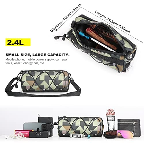 Rhinowalk Bike Handlebar Bag - Front Bag with Shoulder Strap for Road Mountain Bike Cycling Travel (Camouflage Green) — view 2