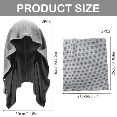 ZPSCXQ Cooling Towel Hooded Towel Adults 4-Piece Set with Ice Towel and Cooling Wrist Bands, Heat Management for Outdoor Sports and Intense Workouts, size 65 x 30 cm and 26.5 x 21.5 cm — view 2
