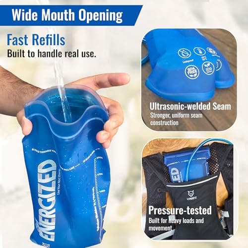 LYNXFIT Hydration Bladder 2L with Magnetic Tube Clip – BPA-Free, Odorless Water Bladder with Food-Grade TPU & Premium TPU Tube, Leakproof Hydration Pack Reservoir for Hiking, Running, Cycling, Camping — view 5