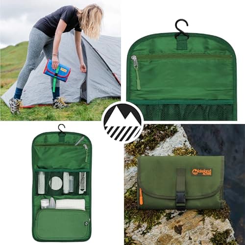 Lakeland Active Eskdale Fold Out Hanging Travel Toiletry Bag for Men & Women - Forest Green — view 5