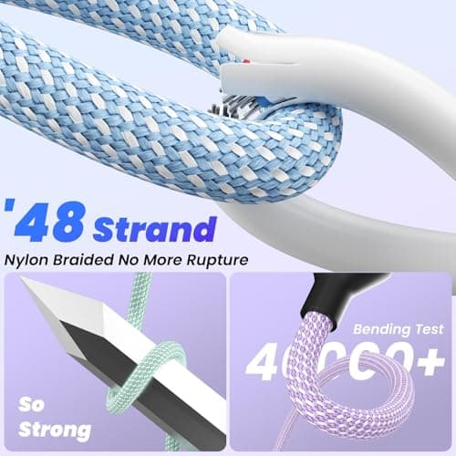 Dual Type C Ports Multi Charging Cable, 4 In 1 USB Cable Travel Charger for Multiple Devices with Two Type-C/Micro/IP Port, [2Pack/5FT] Phone Travel Vacation Essentials for All iPhone/Galaxy/Android — view 3