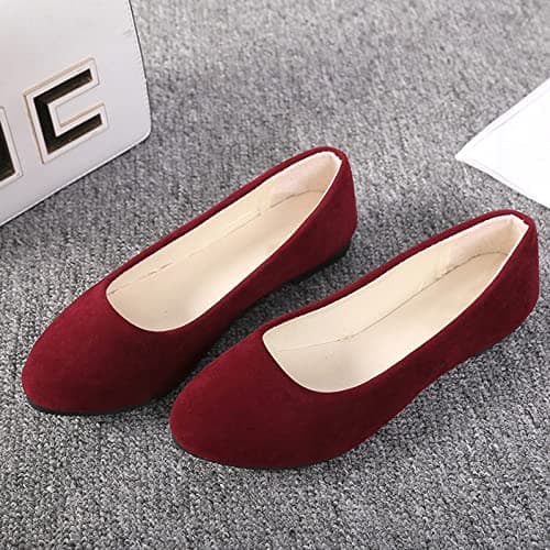 Generic Women's Ballet Flats Slip On Comfortable Walking Shoes Wine, 5 UK — view 4