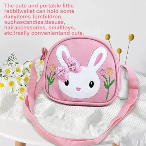 Little Girls Handbag Set, Adorable Rabbit Crossbody Bag with Heart-Shaped Sunglasses and 14 Bow Hair Clips, Cute Rabbit Girls' Shoulder Bags with Adjustable Strap for Birthday Gifts and Toys(Pink) — view 6