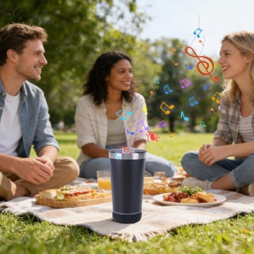 Tumbler Insulated Mug with Speaker 16oz Stainless Steel Coffee — view 6