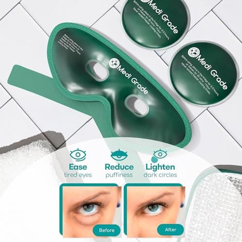 Medi Grade Cooling Eye Mask for Puffy Eyes, Reusable Cold Compress Gel Pads — view 6