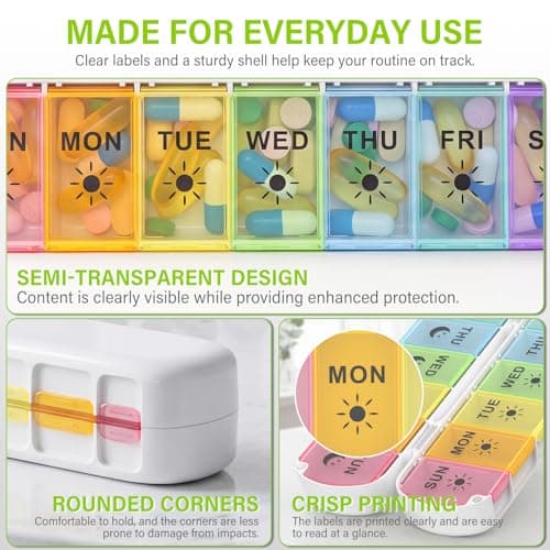 mossime Weekly Pill Organiser 2 Times a Day with Magnetic Closure, Rainbow — view 5