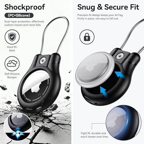 Citymore for Airtag Holder with Wire Cable,Secure Airtag Keyring,Waterproof for Apple AirTag (1st & 2nd Generation) Case for Keys,Key Ring,Luggage Black,White,Blue,Orange — view 2