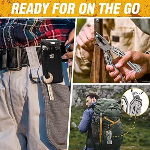 BIBURY Multitools, Portable Multi Tool Foldable Pliers with Scissors, Can Opener and Screwdriver, EDC Tools for Camping, Outdoor Activities, Repairing - Gift for Dad Men - Blackside — view 6