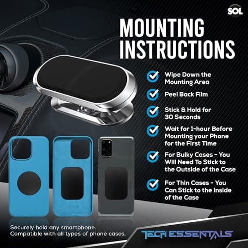 SOL 1pk Magnetic Phone Holder for Car - Air Vent Magnet Mount — view 4