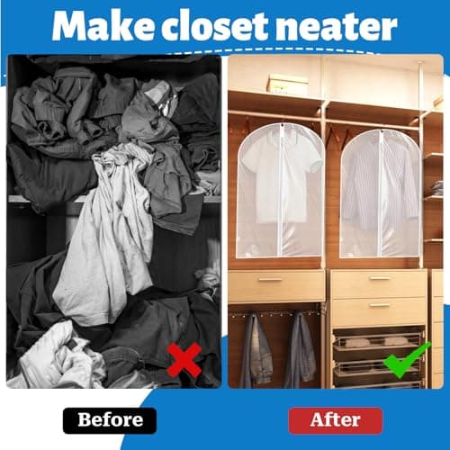 Garment Bags for Hanging Clothes, 2Pcs Hanging Garment Bag Plastic Dustproof Suit Bag PEVA Breathable Garment Cover for Suits Dance Clothes Closet, 24 x 40 Inch — view 6