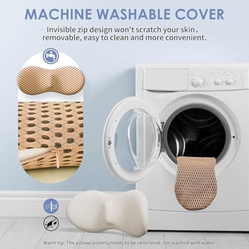 YUGEVRA Lumbar Support Pillow for Lower Back Pain Relief – Ergonomic Streamline Memory Foam Cushion for Office Chair, Car Seat, Gaming, Recliner and Sleeping (Brown) — view 6