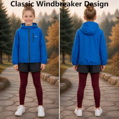 JiAmy Kids Water-repellent Hooded Jacket Lightweight 7-8 Years, Blue — view 2