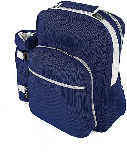 Greenfield Collection 2 Person Cooler Bag Picnic Set Rucksack; Lightweight Picnic Backpack Hamper; Includes Cutlery Set; Perfect Waterproof Coolbag Backpack for Camping/BBQ/Hiking - Blue — view 2