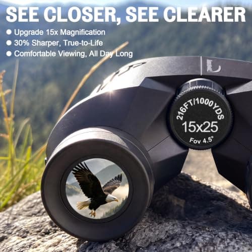 Aurosports 15x25 Compact Bird Watching Binoculars for Adults Kids — view 2