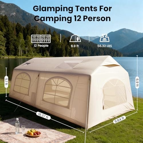 Ytaoeo Inflatable Tent, Outdoor camping tent (12 Person Khaki) — view 6