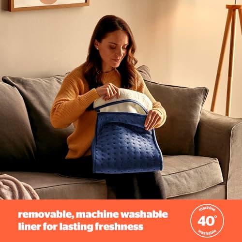 Silentnight Electric Foot Warmer for Cold Feet - Heated Foot Warmer with 3 Heat Settings, Super Soft Teddy Fleece Machine Washable Lining, and Overheat Protection - Warm Cosy - Navy Blue — view 5