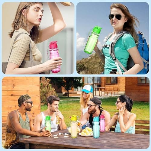 12 Pack Plastic Water Bottles, 500ml Sports Water Bottle Bulk Reusable Lightweight Drinking Bottle with Leakproof Flip Top Lids for Outdoor Sports Travel Classrooms(4 Color) — view 5