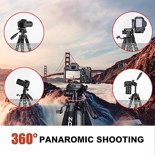 ZOMEI 188cm/74" Aluminum Extra-high Lightweight Travel Camera Tripod Orange — view 5