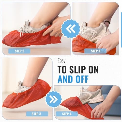 TYGA Waterproof Shoe Covers Disposable, CPE, Red, Pack Of 100 — view 5