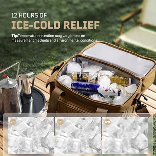 1TG Tactical Insulated Lunch Bag, Cooler Bag Thermal Food Delivery Bag Insulated Picnic Lunch Bag Foldable Cool Box for Work Travel Camping Picnic Beach, 18L-24L, Coyote Brown — view 6