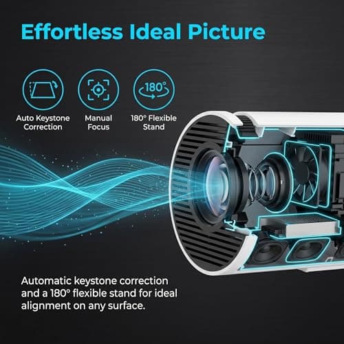 Denvoro Mini Portable Projector,180° Rotatable 4k 1080p,130in (Wifi) — view 5