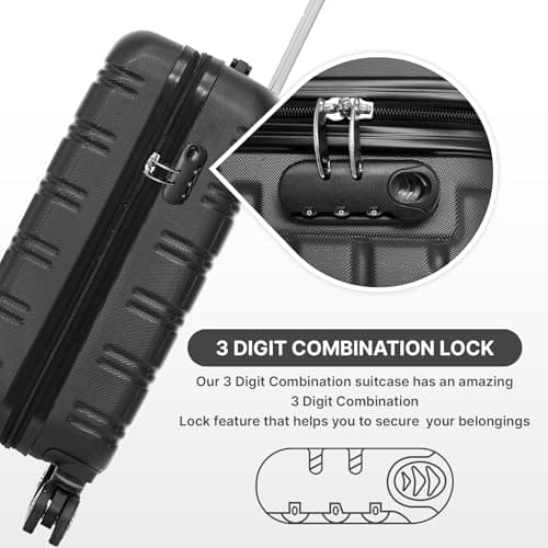 Flymax 55x35x20 Cabin Case Super Lightweight Abs Hard Shell Travel Carry on Board Cabin Bag Approved Hand Luggage with 4 Wheels Fits Easyjet, Ryanair, British Airways & Jet 2 56x45x25 — view 6