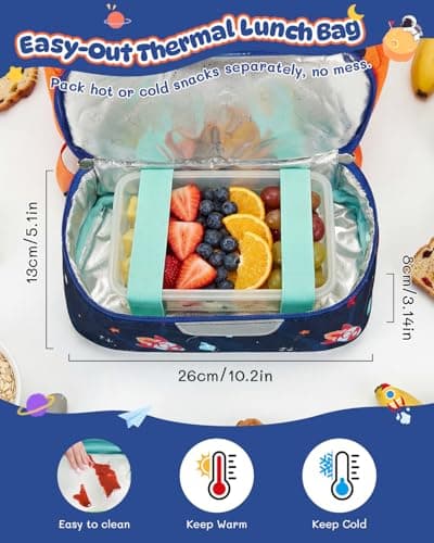 PROTAURI Toddler Backpack Boys with Chest Strap, Kids Backpack Reflective with Insulated Compartment & Coin Purse, School Bags Waterproof for 2-6 Years, 11.5L, Astronaut — view 3
