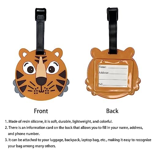 Tiger Head Luggage Tag for Suitcases, Silicone Animal Travel ID Tag, 1 Pack — view 3