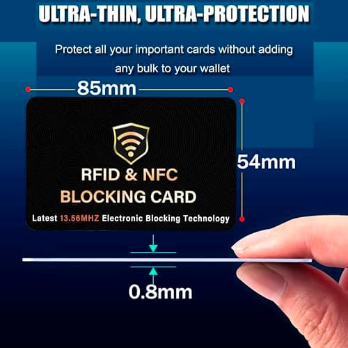 SAITECH IT RFID Blocking Card, 20 Pack Premium Contactless NFC Debit Credit Cards Passport Shield Protector Blocker Set for Men & Women, Smart Slim Design Perfect for Wallet/Purse - Black — view 2
