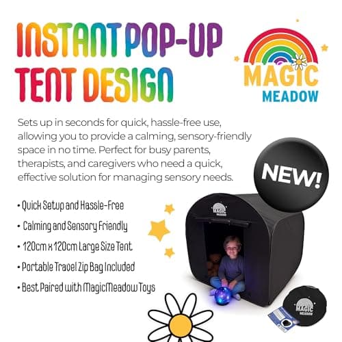 MagicMeadow Sensory Large Pop-Up Blackout Tent | 120cm x 120cm x 120cm — view 5