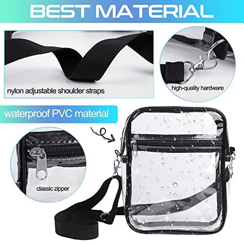 Runmeihe Clear Bag for Concert Stadium Approved, Plastic Clear Cross Body Bag with Adjustable Strap, Waterproof Multifunction Transparent Bag for Men Women Work Travel — view 3