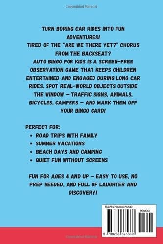 Auto Bingo for Kids: Road Trip Activity Book for Kids Ages 4–12 – Fun Screen-Free Travel Game for Long Car Rides, Camping, and Beach Days — view 2
