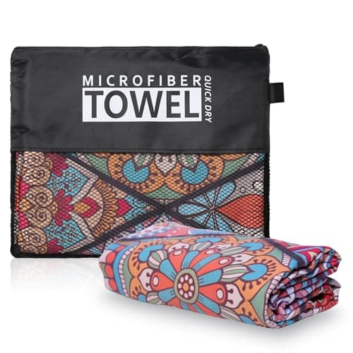 Vorvowry Microfibre Beach Towels for Adults Women Men Extra Large Lightweight Quick Dry Sand Free Travel Towel Double Sided Printing for Swim Sports with Mesh Bag 80×180cm Bohemia 1 Pack — view 2