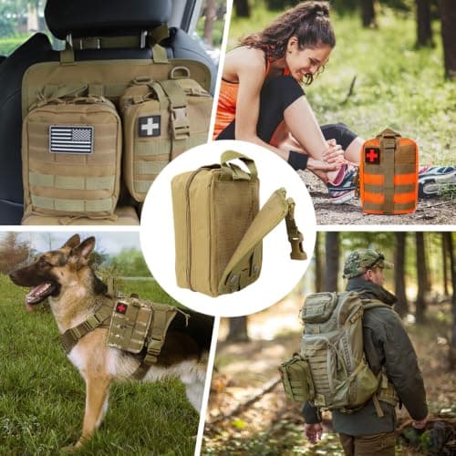 SMOORITA Tactical Molle Pouch Medical First Aid Pouch Empty Bag Only, Khaki — view 2