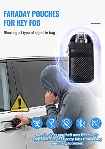 lanpard Faraday Pouch for car Keys, 2 Pack Faraday Bag, Key Signal Blocking Pouch, RFID Blocker for Keyless Entry Remote, Anti-Theft Remote Entry Keyless Protect Black,M — view 4