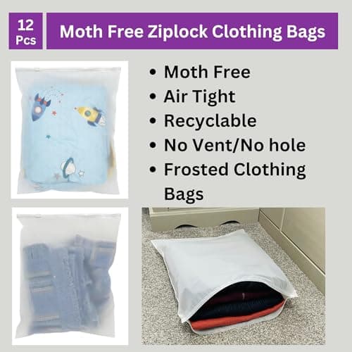 Moth Free Store & Protect Clothes Bags Ziplock Bags for Storage Hospital Maternity School Trips Wardrobe Waterproof Camping Travel Holidays Organiser Odour Free Reusable Eco Friendly… ((50 x 40) cm) — view 3
