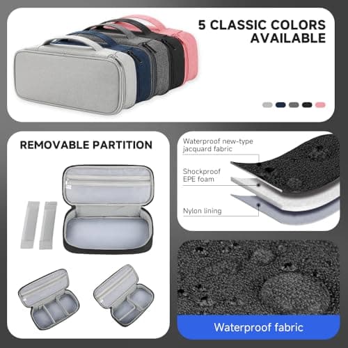 Teskyer Travel Tech Pouch, Protable Cable Organiser Bag, Electronics Accessories Travel Organizer Case for Cable Charger Earphone Power Bank Hard Drive - Black — view 4