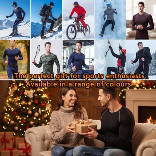 Minghe Thermal Underwear Mens, Long Johns for Men Thermal Underwear Set Red — view 6