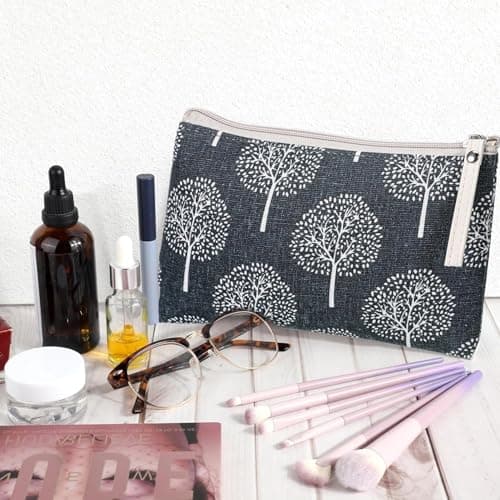 KIMHOME 2Pcs Canvas Cosmetic Bag, Multifunctional Cosmetic Bags Printed Travel Portable Wash for Cosmetics, Stationery Cards Purse Pencil Case Women Girls Vacation Travel — view 5