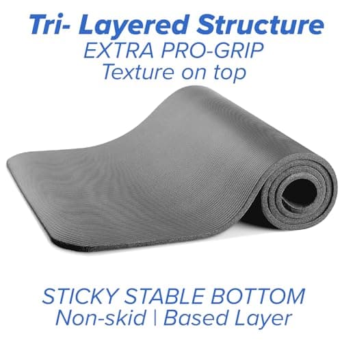 Yoga Mat Unisex Non-Slip Thick Foam Exercise Mat 10mm with Carry Strap – Lightweight Home Gym Equipment for Yoga, Pilates, Stretching (Grey) — view 3