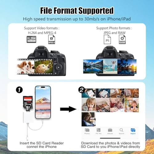 La Brodée SD Card Reader for iPhone iPad, Lightning+USB C Camera Adapter — view 6
