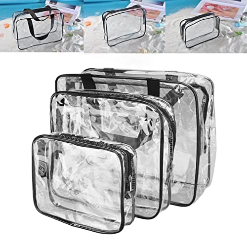 Generic Clear Portable Cosmetic Travel Bags for Efficient Organization for Fitness and Storage, Pack of 3 (Black) — view 3