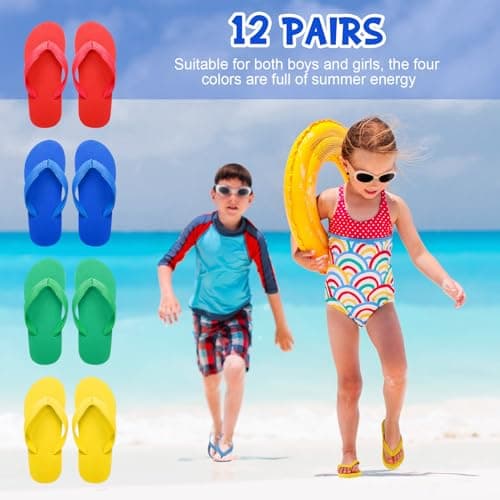 Halfchet 12 Pack Kids Flip Flops Bulk for Boy Girls Summer Beach Pool Party — view 2